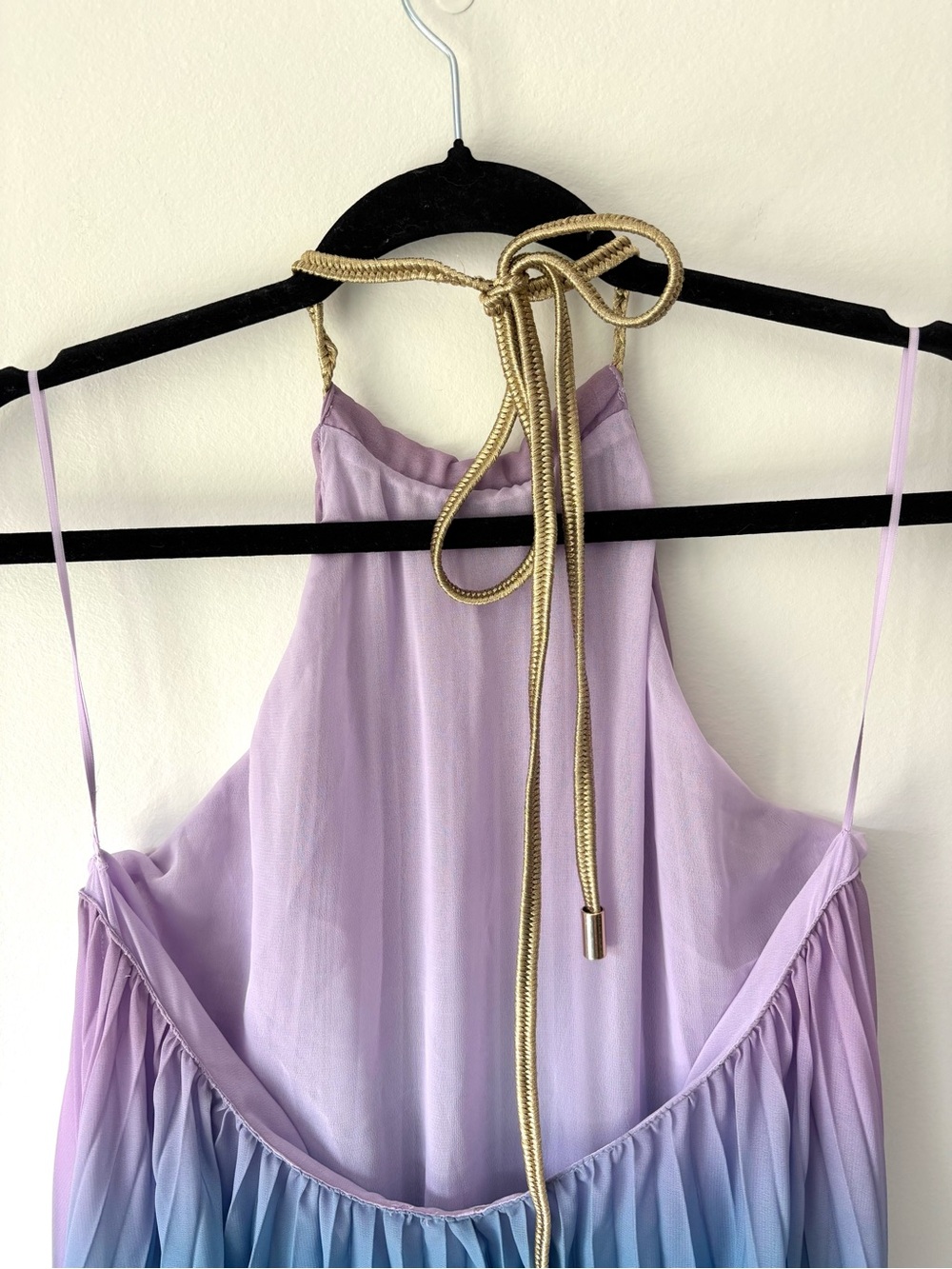 L'ATISTE Pleated Halter Neck Maxi Dress Low Back Ombré Purple Blue Pink Formal - Picture 6 of 13